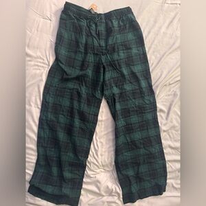 Skims Unisex Fleece Drawstring Pants Cypress Plaid Size M NWT